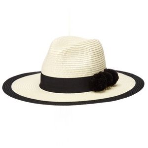 Michael Stars Black Pom Party Wide Brim Hat